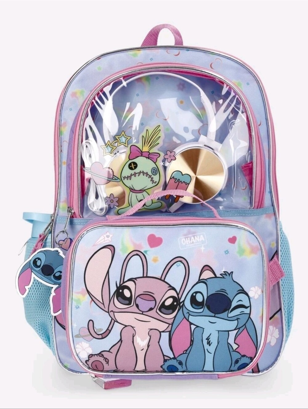 Lilo & Stitch Blue Backpack Set with Lunch kit, Headphones and Water Bottle